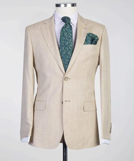 Tryphaena Simple Champagne Two Pieces Fashion Notched Lapel Men Suits_3