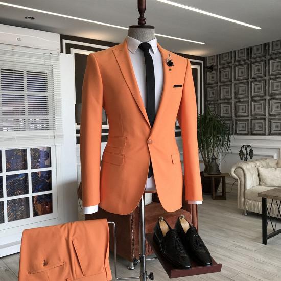 New Arrival Orange Peaked Lapel 3 Flaps Slim Fit Prom Men Suits | happnessmall_2