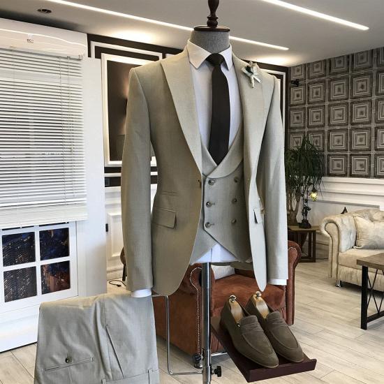 Ayla Handsome Light Brown Double Breasted 3-Pieces Formal Menswear_2