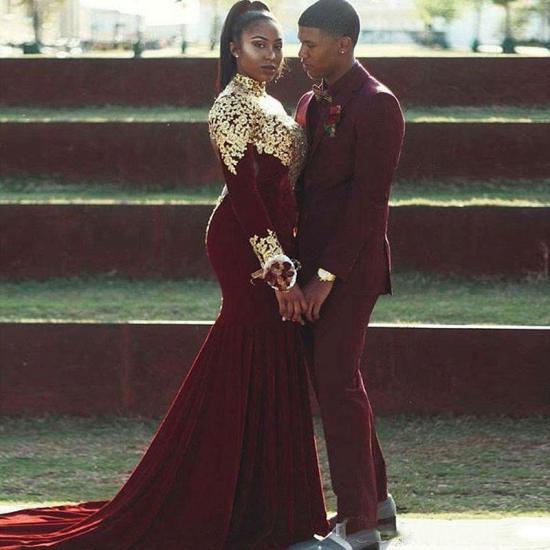 Olivia Popular Burgundy Slim Fit Notched Lapel Prom Men Suits_2