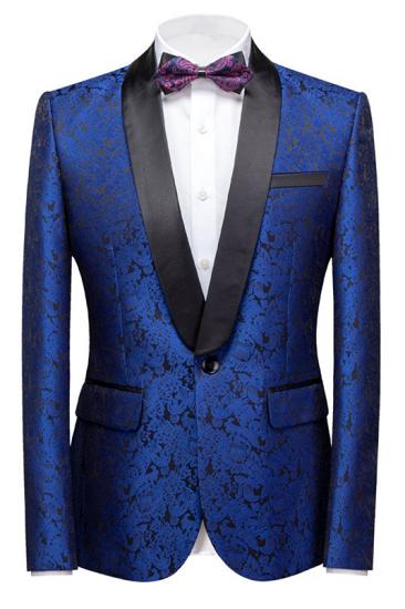 Nico Modern Royal Blue Jacquard Slim Fit One Button Wedding Men Suits_1