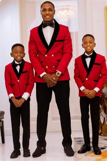 The latest red double breasted black lapel fitting men's wedding suit