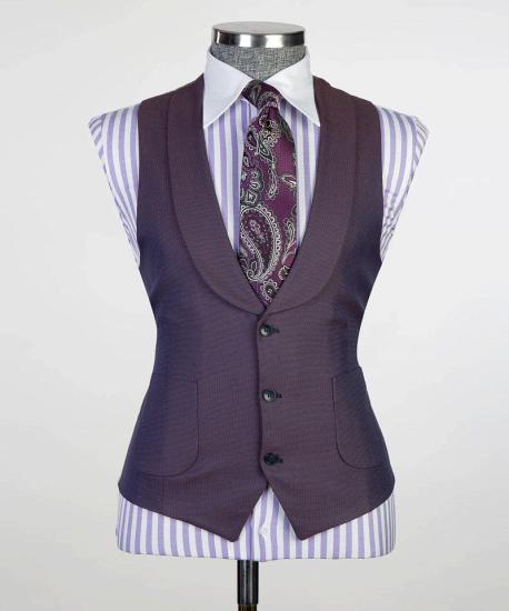 Modern Dark Purple  Peaked Lapel 3-pieces Men Suits For Business | Happnessmall_2