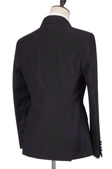 Classical Black Peaked Lapel Slim Fit Men Suits for Prom With One Side Button_2