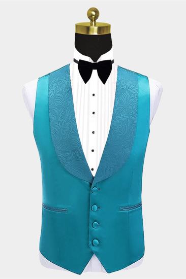 Shawl lapel jacquard slim fitting wedding men's three piece set_3