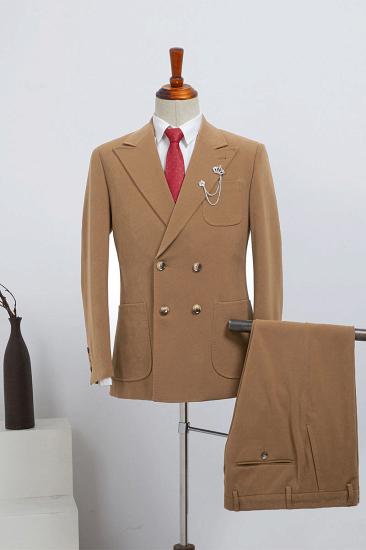 Canterbury Gentle Camel Double Breasted Slim Fit Custom Business Suit