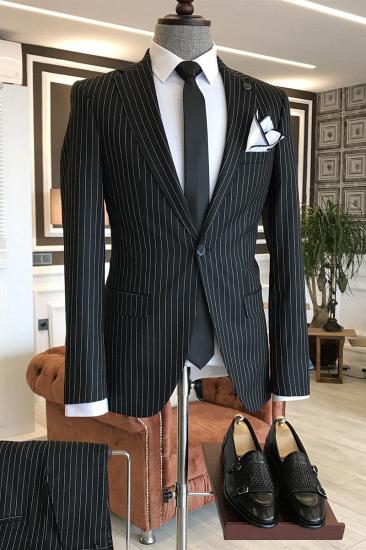 Finn Stylish Black Striped Notched Lapel Formal Jackets For Men_1