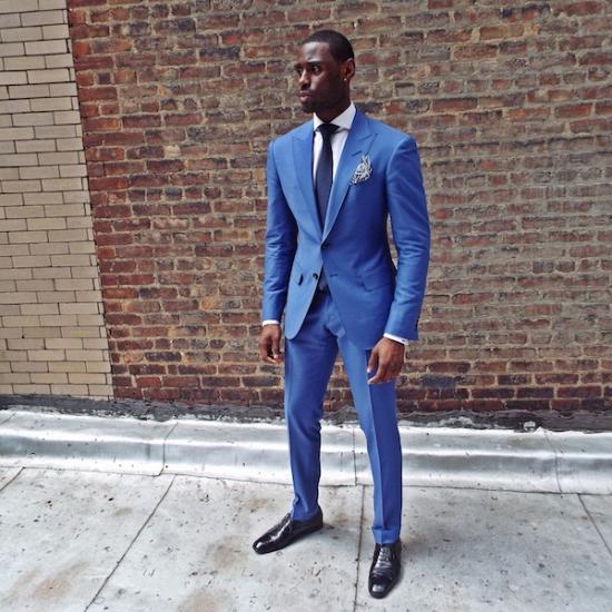 Kermit Lastest Royal Blue Two Pieces Peaked Lapel Prom Men Suit_2