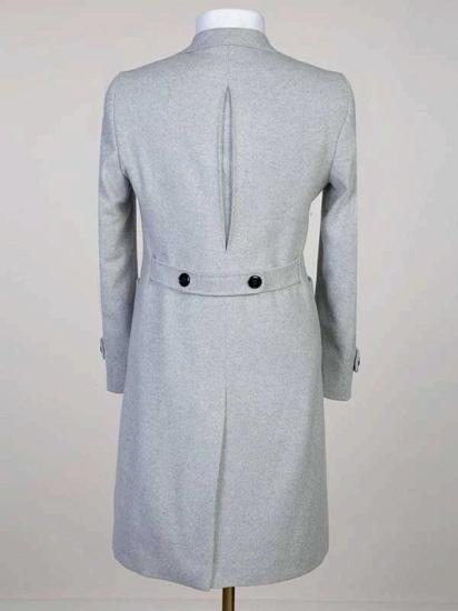 Grey Men’s Wool Blend Long Coat_2