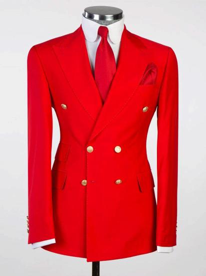 Red 2ps Peaked Lapel Slim Fit Men Suits | Happnessmall_1