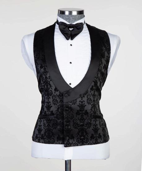 The Latest Black Leopard Print Peaked Lapel Three Pieces Men Suits | Happnessmall_2