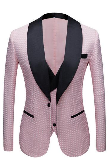 Chic Pink Shawl Lapel Dot Wedding Men Suits