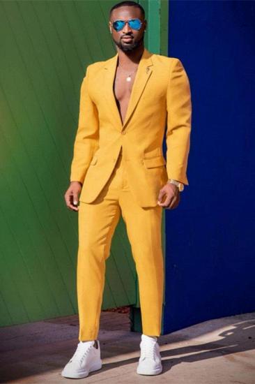 Evelyn Popular Yellow Notched Lapel Fashion One Button Prom Outfits for Men_1