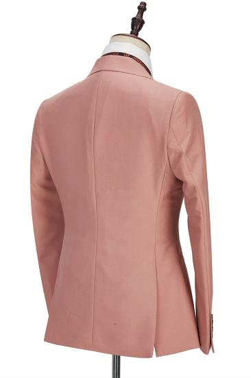 Unique 3 Piece Coral Pink Two Buttons Peak Lapel Stylish Men's Suit_3
