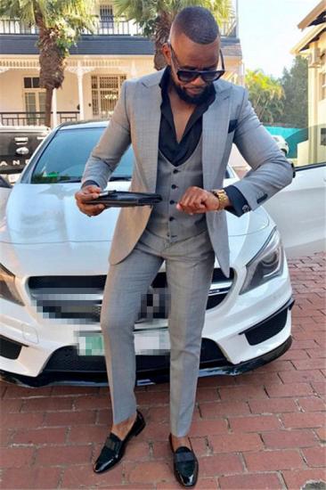 Rutherford Trendy Gray Three Pieces Slim Fit Men Suits_1