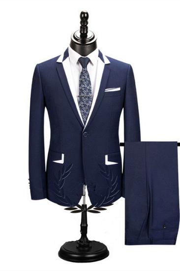 Amelia Stylish Dark Navy Two Pieces One Button Formal Business Men Suits_1