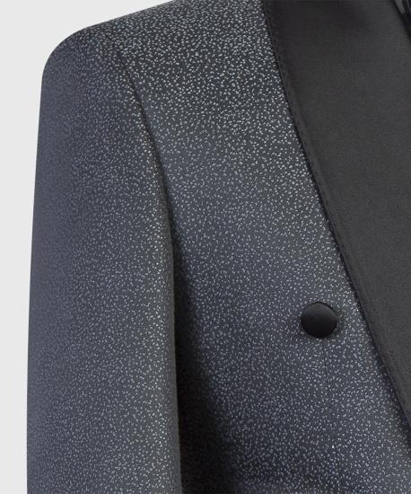 Dark Gray Double Breasted Shawl With Lapel And Slim Fitting Men'S Suit | Unique Silk Collar Men'S Suit_3