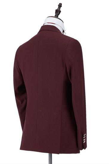 Fashion Burgundy Peaked Lapel One Button Men Suits_3