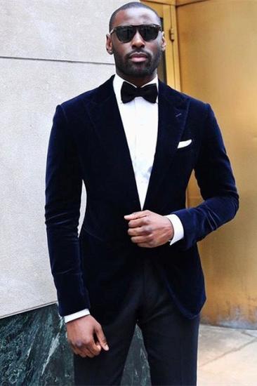 Patricia Classic Velvet Peaked Lapel Slim Fit Prom Men Suits_1