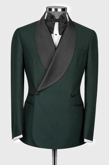 Greyson High Quality Green Double Breasted Shawl Lapel Men Wedding Suits