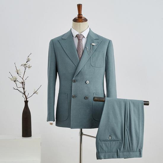 Orion Advanced Peaked Lapel Double Breasted Business Suit For Men_2