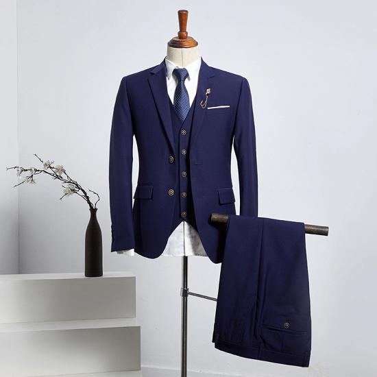 Mason New Arrival Dark Blue Notched Lapel 2 Button Slim Fit Business Suit_2