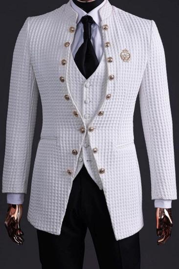 Markos Handsome White Plaid Three Pieces Men Suits For Prom