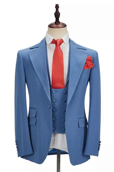 Modern Blue Slim Fit Notched Lapel Three Pieces Men Suits