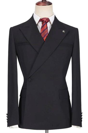 Classical Black Peaked Lapel Slim Fit Men Suits for Prom With One Side Button