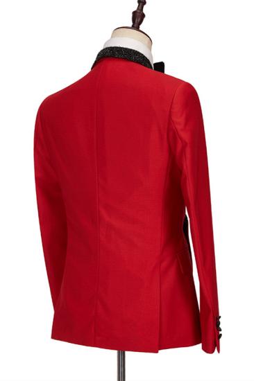 New Arrival Red Shawl Lapel Slim Fit Men Suits for Men With One Side Button_2