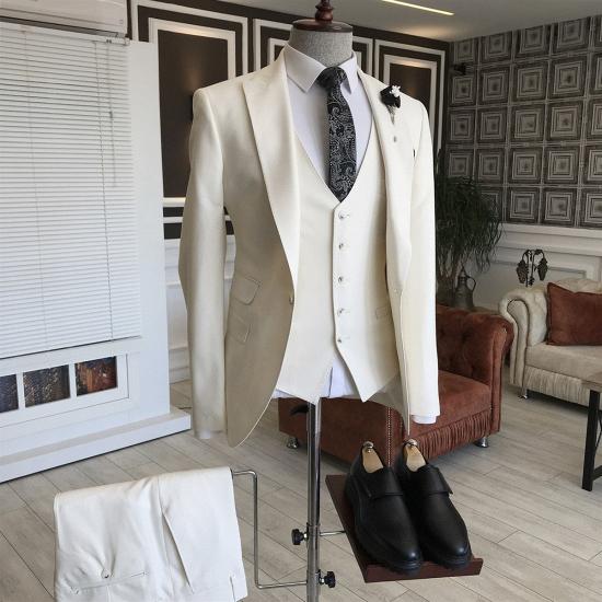 Abigail Newest All White Peaked Lapel Slim Fit Three-Pieces Business Suits For Men_2