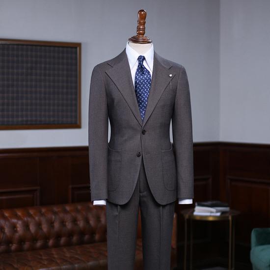 Maverick Coffee Formal Notched Lapel 2 Buttons Bespoke Business Suit_2