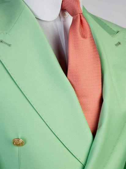 Mint Green 2ps Peaked Lapel Slim Fit Men Suits | Happnessmall_4