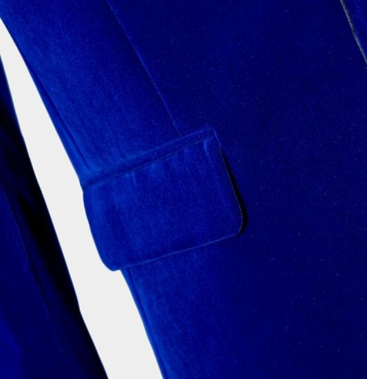 Chic Royal Blue Peak Lapel Men Suits | Classic Velvet Best Prom Tuxedo_4