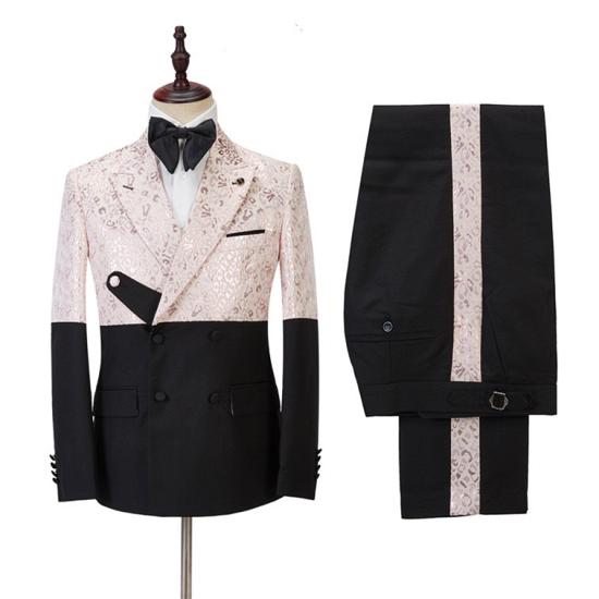 Stylish Peaked Lapel Slim Fit Bespoke Prom Men Suits_3