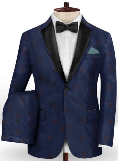 Gentle Navy Blue 2 Pieces Groom Tuxedos | Happnessmall_2
