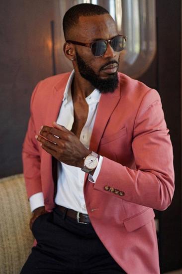 Olivia Handsome Pink Two-Pieces Peaked Lapel Prom Men Suits_2