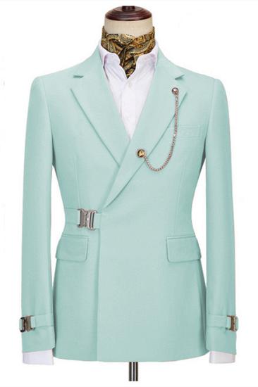 Chic Mint Green Notched Lapel Two Pieces Business Suits with Buckle