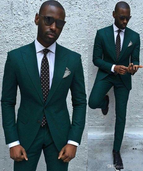 Neville Lastest Dark Green Slim Fit Mens Business Suit With Peaked Laple_2