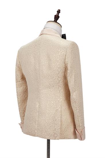 Chic Shawl Lapel Slim Jacquard Wedding Men Suits_3