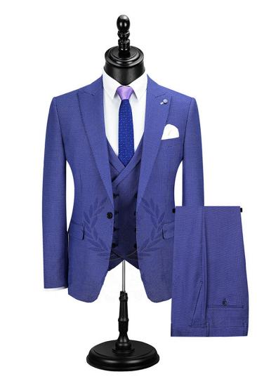 High Quality Blue Peaked Lapel Slim Fit Men's Set Online | Advanced Men's Set