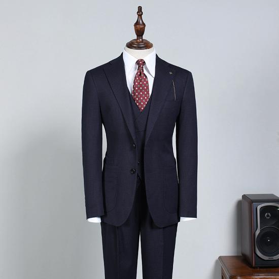 Martina Regular Navy Blue Slim Fit Three-Pieces Business Suit For Men_2