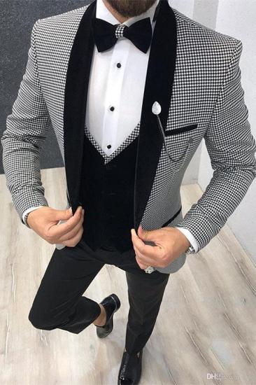 Happnessmall Best Fitted Black Shawl Lapel Three Pieces Men Suits