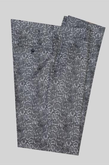 Advanced Gray Double Breasted Jacquard Wedding Men Suits with Black Lapel_4