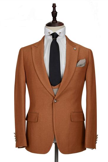 Fashion Peak Lapel 3 Piece Men's Suit with Double Breasted Waistcoat_3