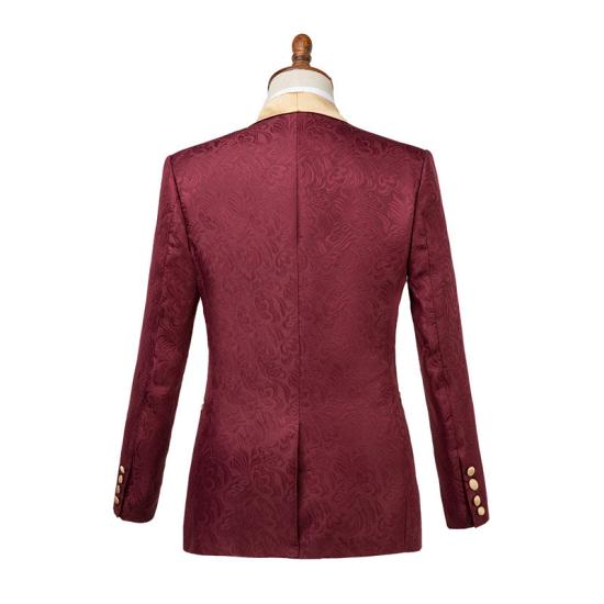 Jett High-Quality Burgundy Slim Fit Jacquard Wedding Suit for Men_3