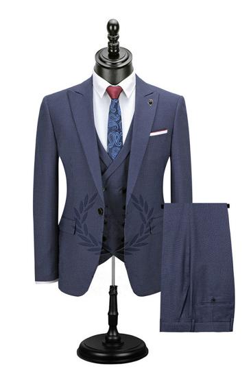 High Quality Navy Peak Lapel Slim Fit Men's Set Online | Advanced Men's Business Set