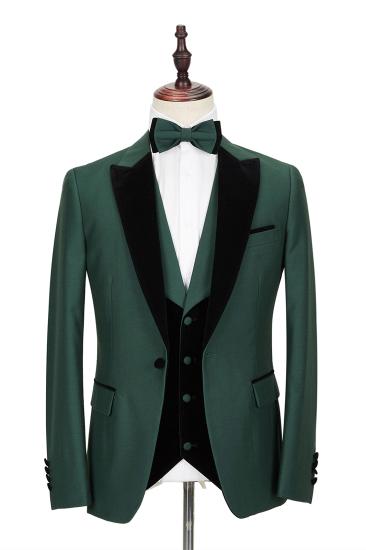 Black Peak Lapel Dark Green Men's Wedding Suit | Formal Suit_1