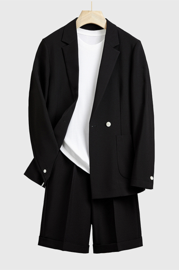 Comfortable Black Loose Summer Notched Lapel Men Suits | Happnessmall_1