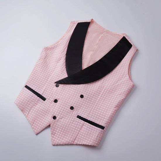 Chic Pink Shawl Lapel Dot Wedding Men Suits_3